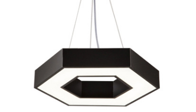 Lampara Hexagonal colgante color negro arquitectónica 90w, 6500k