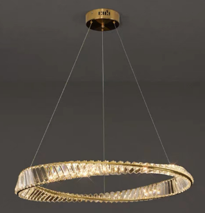 Lámpara Decorativa de Luz Tricromática; Acero Inoxidable + Cristal Tamaño: 60 cm; 110V