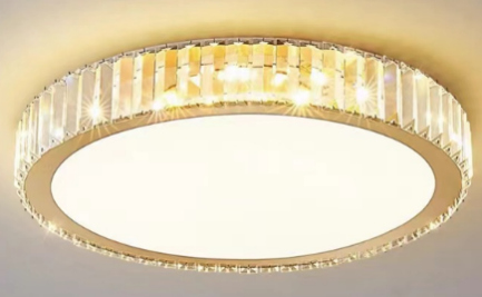 Lámpara Decorativa de Luz Tricromática; Acero Inoxidable + Cristal Tamaño: 50 cm; 110V